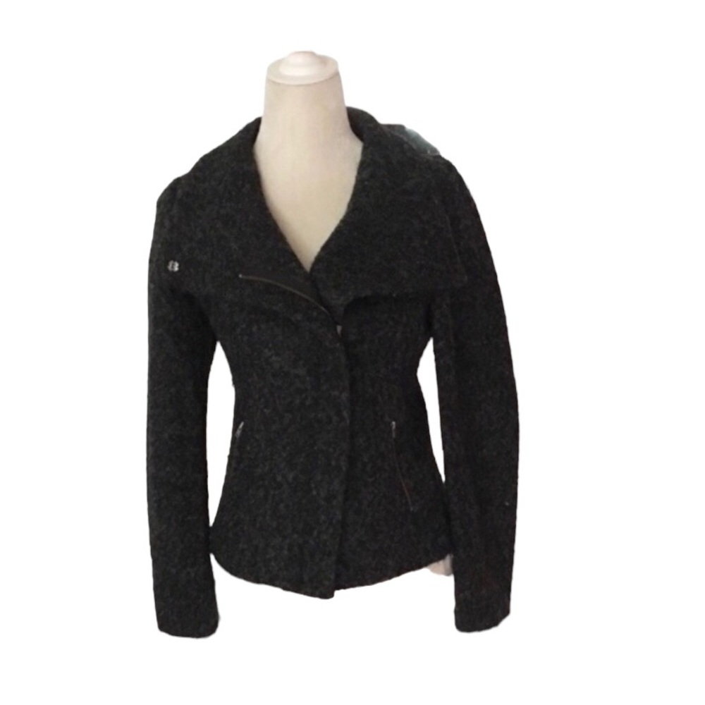 Ann Taylor Loft Gray Black Moto Jacket Coat Size 10
